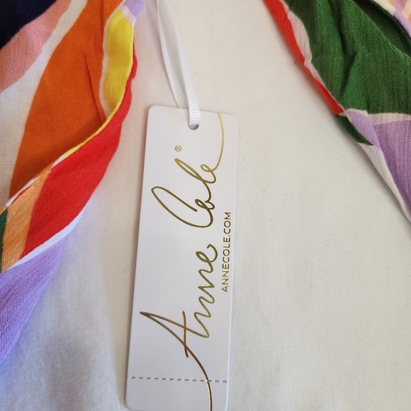 Anne Cole Multicolor Leaf Print Kimono Flounce V Neck Tunic Size 14/16 NWT - Picture 3 of 11